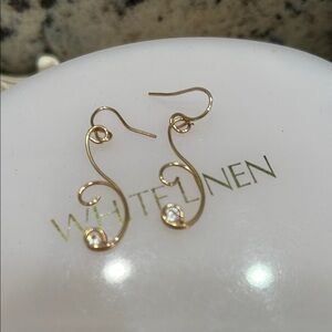 Gold Swirl Earrings with Crystal Details